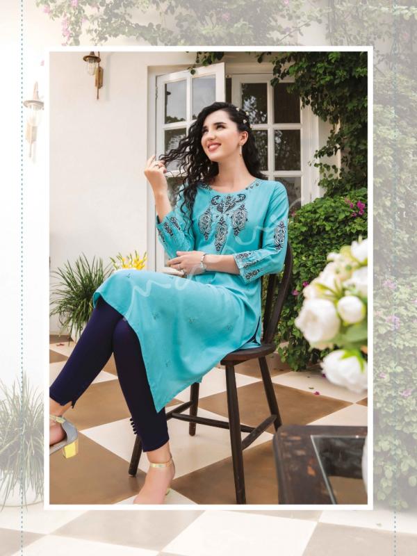 Mayur Saga 2 Rayon Designer Embroidery Kurti Collection